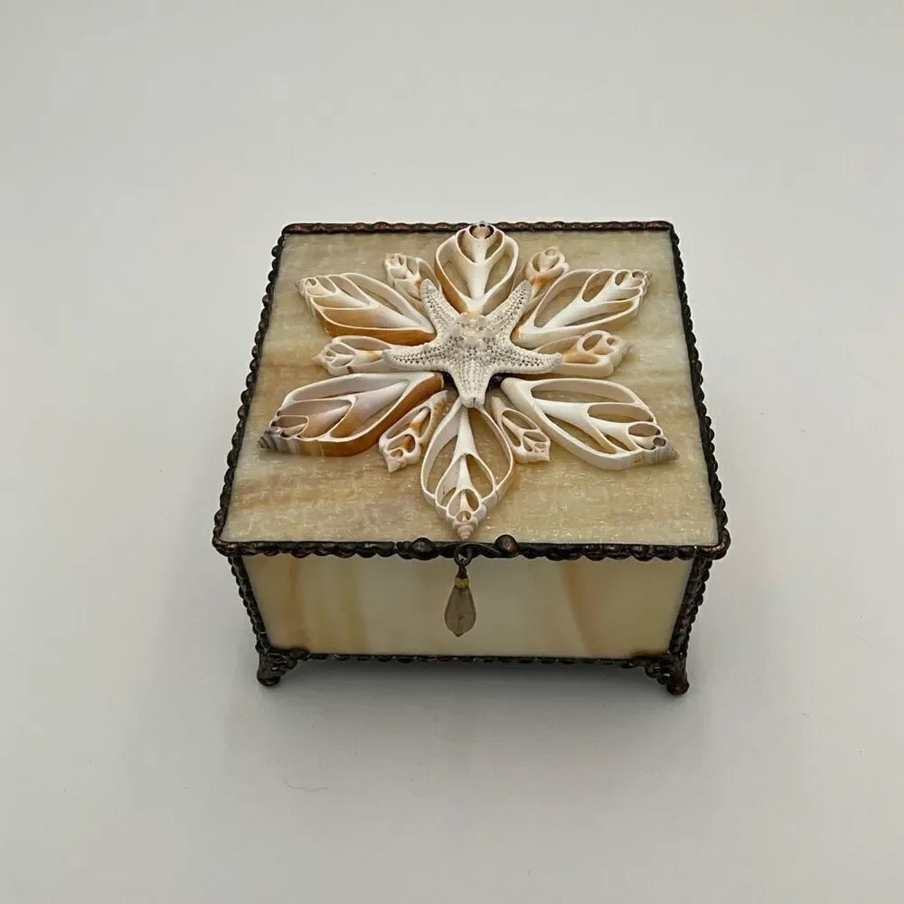 HANDCRAFTED Stained Glass Jewelry Box Keepsake Box